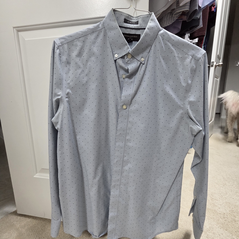 Men's Light Blue Polka Dot Shirt